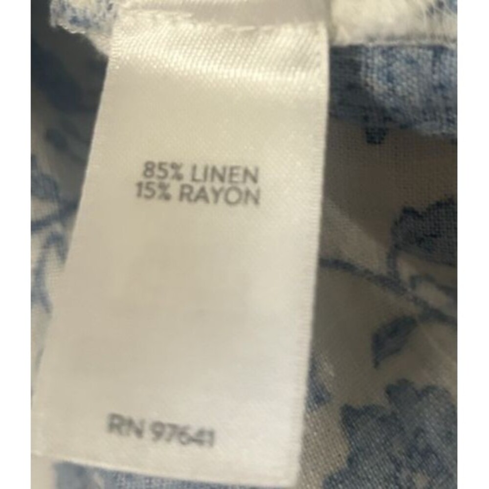 J. Jill Linen Blend Blue White Maxi Floral Shirt Dress Button Down Pocket Sz L - Picture 12 of 12